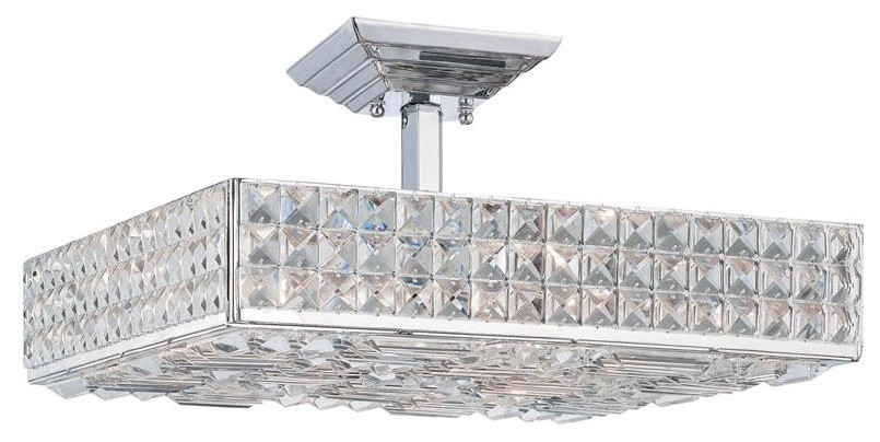 Crystorama 918-CH-CL-MWP Chrome finish with Hand Cut Crystal Semi Flush Chelsea