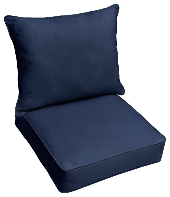 Sunbrella Canvas Navy Outdoor Deep Seating Pillow and Cushion Set