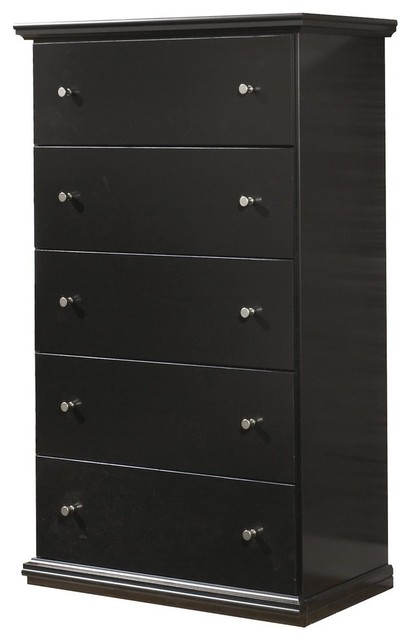 Ashley Maribel 5 Drawer Chest Black Transitional Dressers