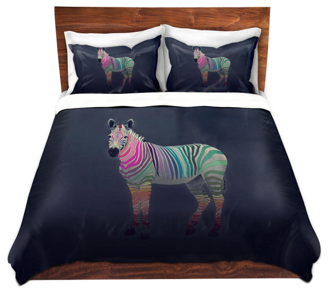 DiaNoche Duvet Covers Twill - Rainbow Zebra