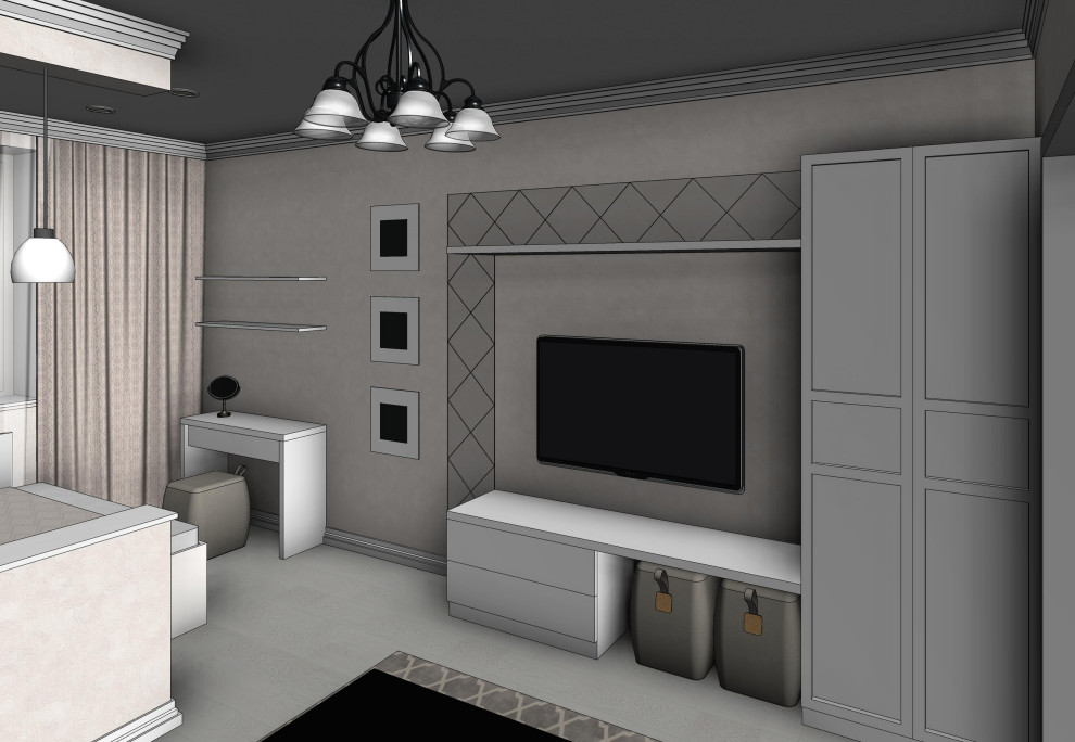 Эскизная визуализация проекта квартиры для молодой пары