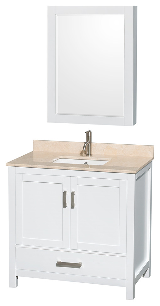 Wyndham WCS141436SWHIVUNSMED 36 Inch Single Bath Vanity with Ivory Marble Transitional