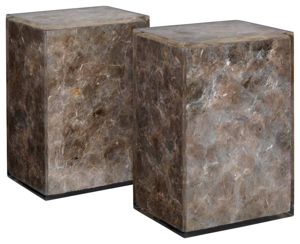 Gray Mica Resin Slab Bookends, Set of 2 Contemporary Bookends by