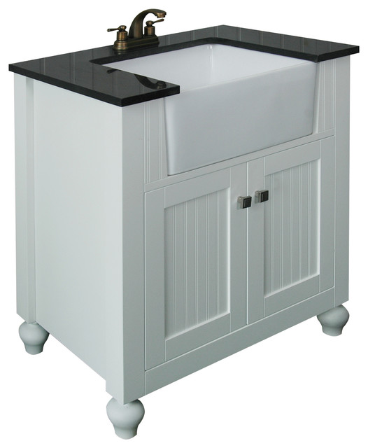 Legion Mara Vanity With Farm Sink, Espresso Traditional Bathroom