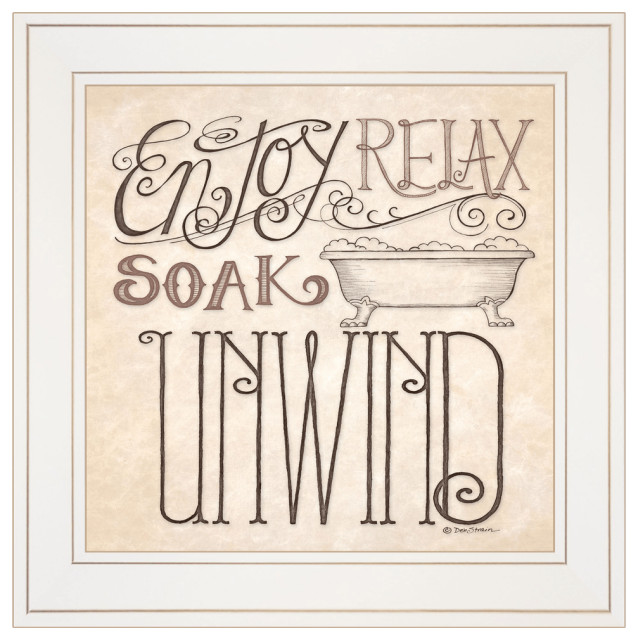 Soak Relax Enjoy And Unwind White Framed Print Bathroom Wall Art Soak Relax Enjoy And Unwind White Framed Print Bathroom Wall Art
