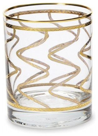 Elegante Gold Swirl Double Old Fashioned Glass