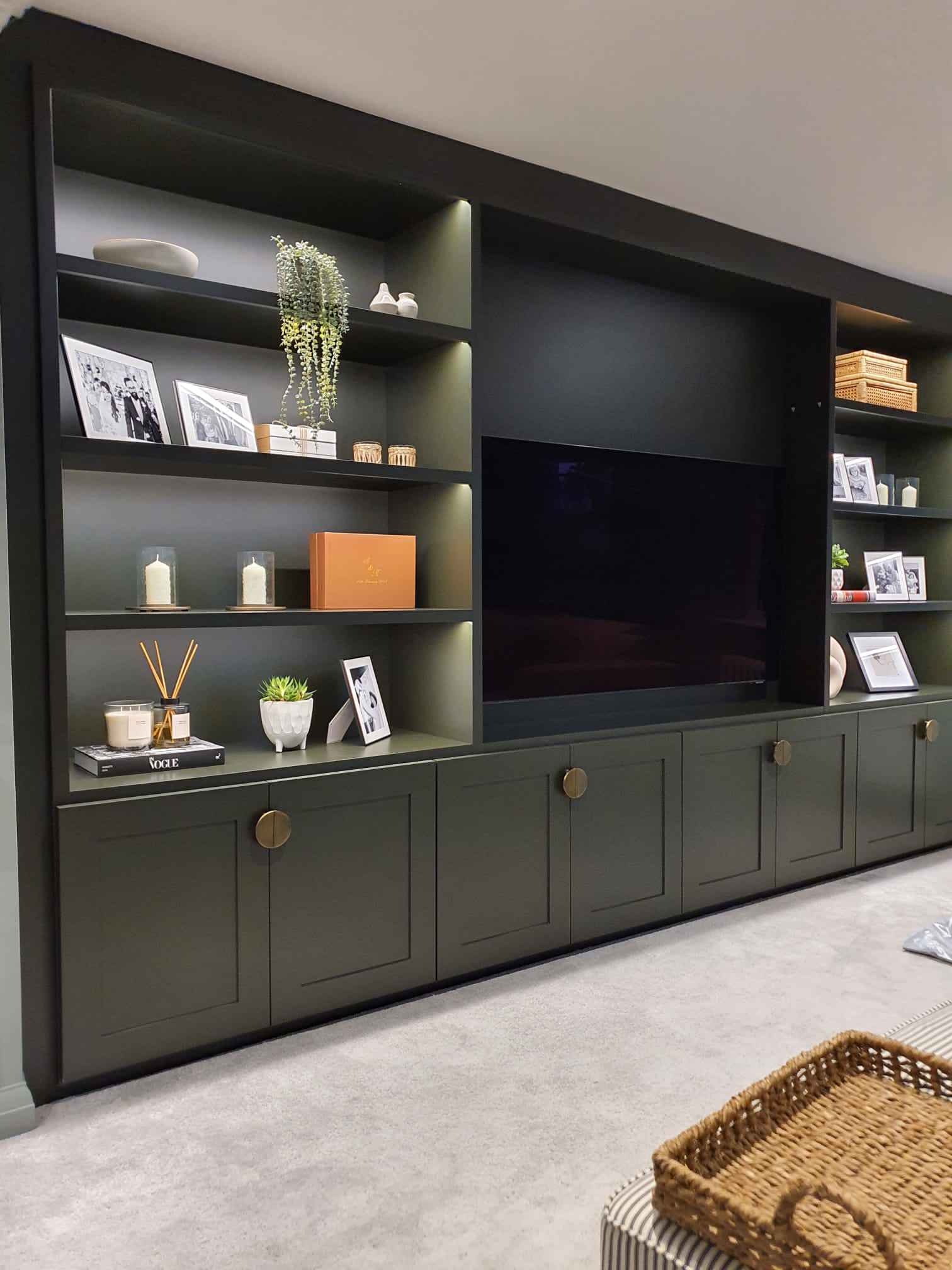 Painted Shaker style Tv unit with display and storage
