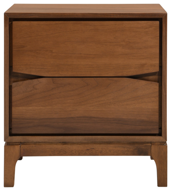 Monte Rosa 2Drawer Night Stand Solid Wood, Walnut Transitional