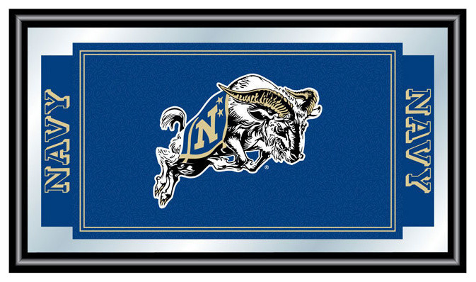 United States Naval Academy Logo and Mascot Framed Mirror