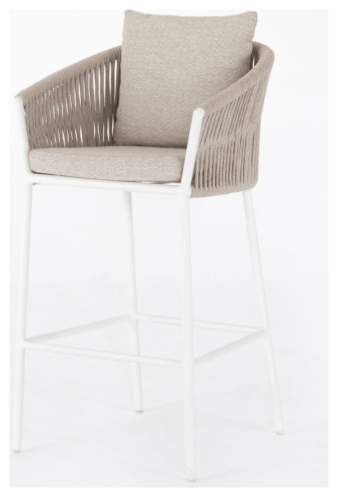 Porto White Finish Outdoor Bar Stool - Beach Style - Outdoor Bar Stools ...