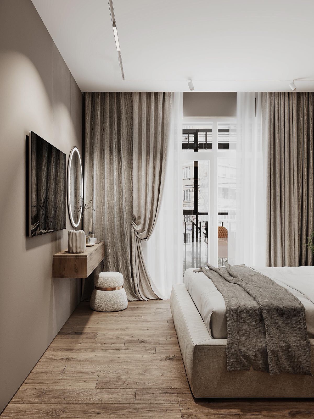 Дизайн интерьера квартиры в стиле джапанди с элементами бохо в ЖК "Квартал Che"