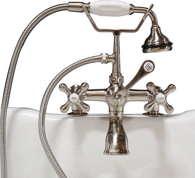 Clawfoot Tub Faucet, HandHeld Shower, 2" Deck Mount Risers