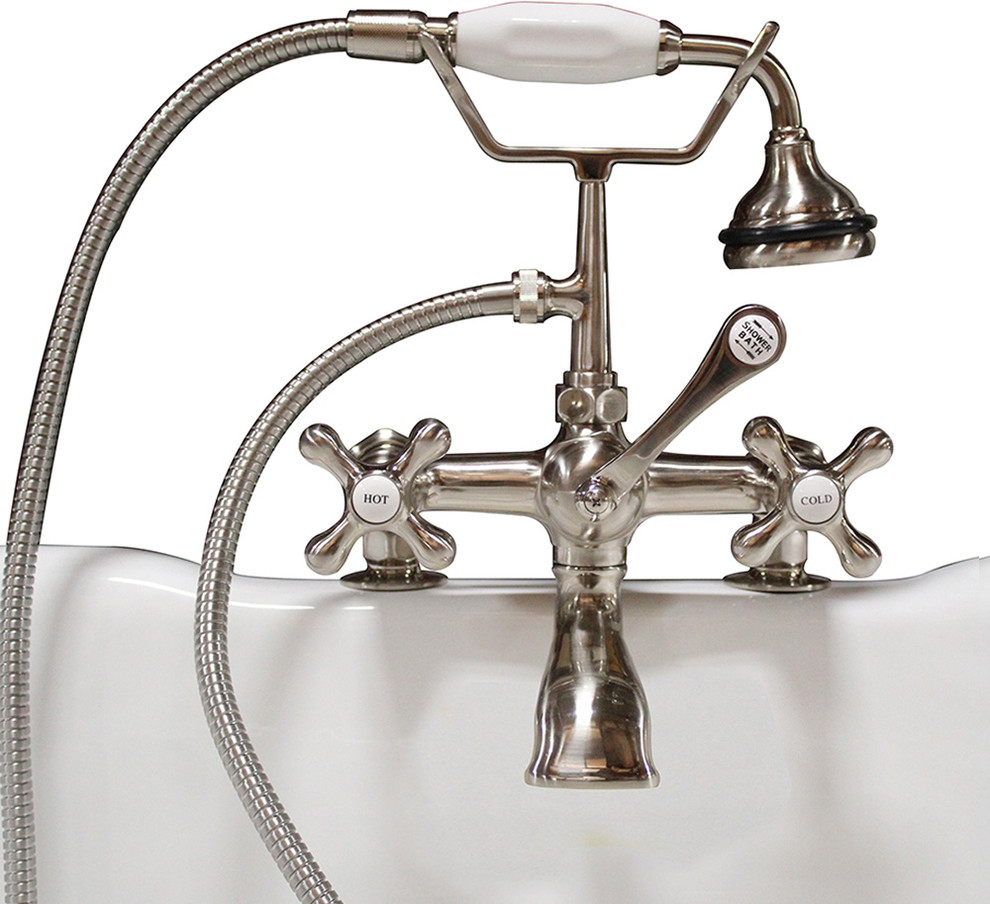 Clawfoot Tub Faucet, HandHeld Shower, 2" Deck Mount Risers