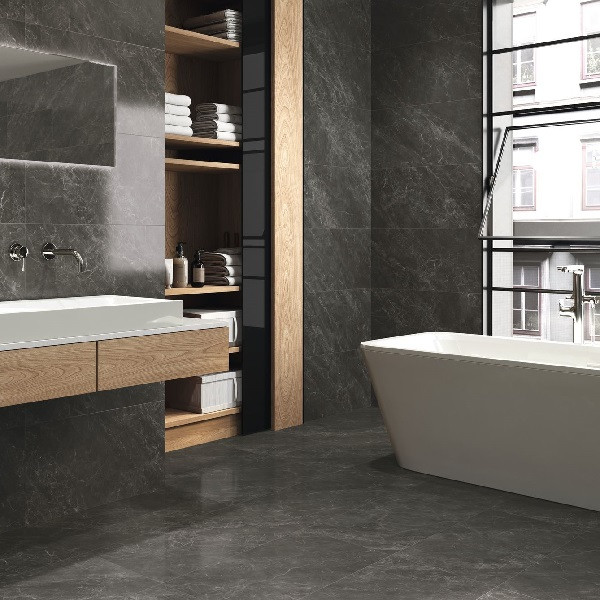 Buckingham Rectified Black Gloss Floor Tiles Salle de Bain Autres