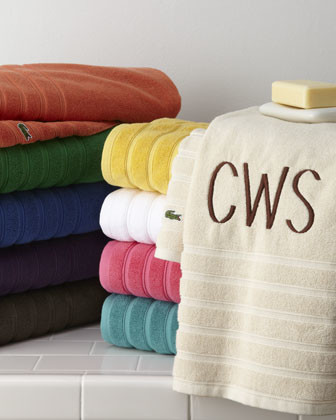 Lacoste Solid-Color Bath Towel, Monogrammed
