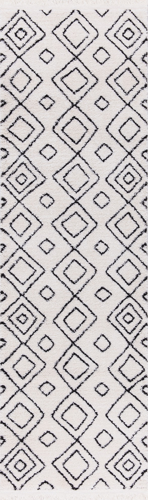 Fez Collection Crivello White/Gray Area Rug, 2'x8'