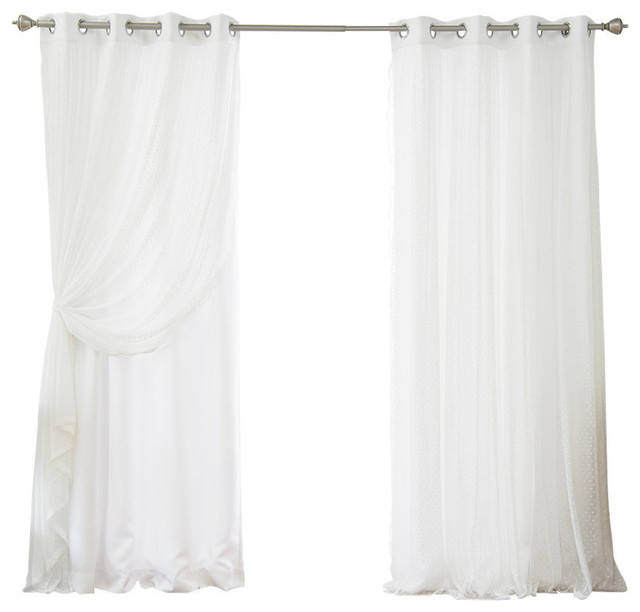 Dotted Lace Overlay Curtains Contemporary Curtains By Best
