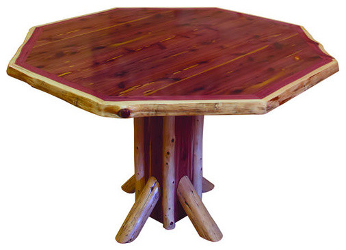 Rustic Red Cedar Log Octagon Dining Set Table And 4 Chairs Rustic Red Cedar Log Octagon Dining Set Table And 4 Chairs