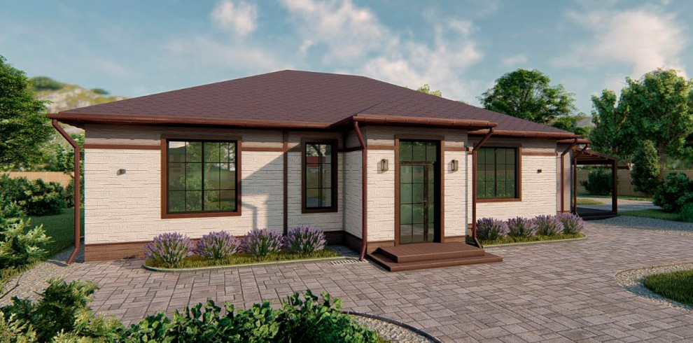 Дизайн экстерьера 1-этажного дома