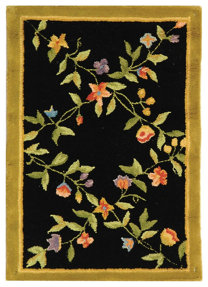 Safavieh Berkeley BK147B Black/Gold Rug, 1'6"x2'8" Contemporary