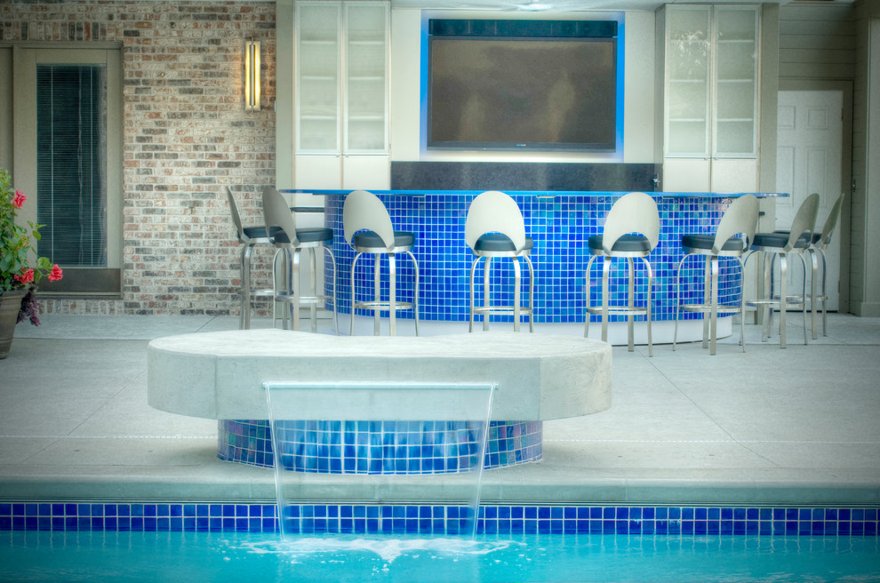 Hot tub - large transitional backyard concrete paver and rectangular natural hot tub idea in Cedar Rapids