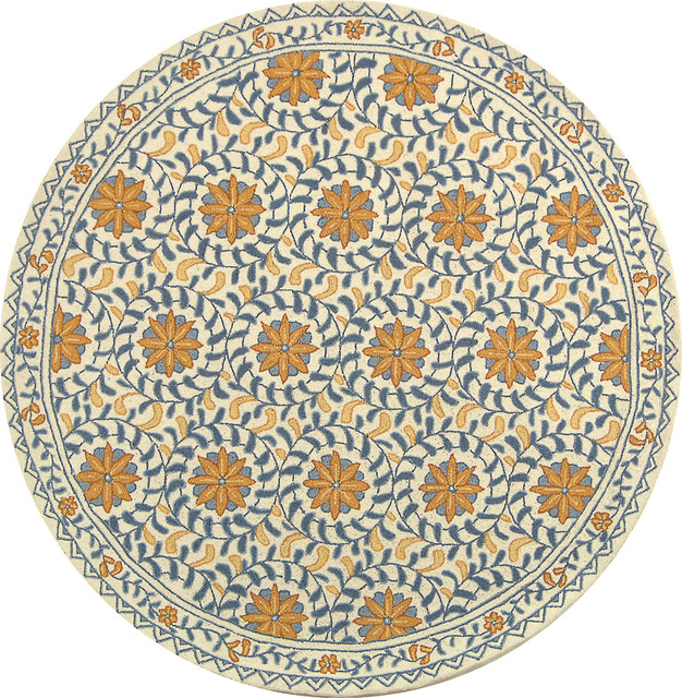Safavieh Chelsea Collection HK150 Rug, Ivory/Blue, 5'6" Round