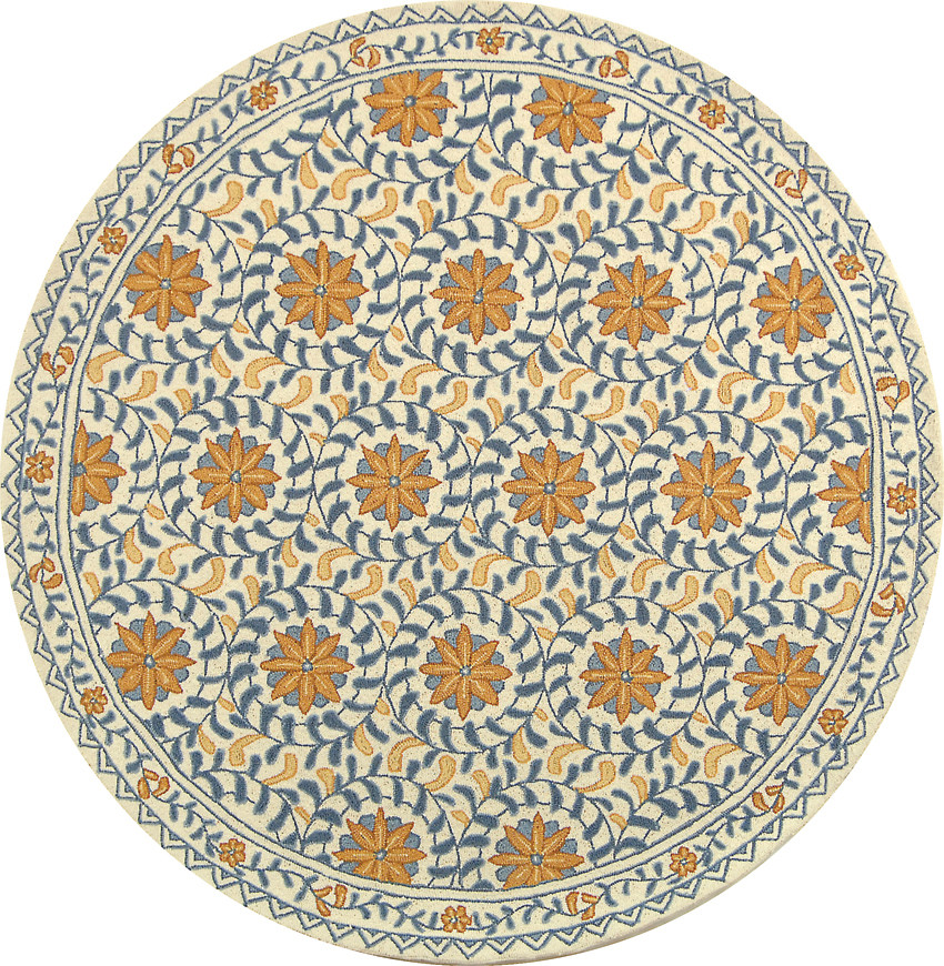 Safavieh Chelsea Collection HK150 Rug, Ivory/Blue, 5'6" Round