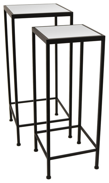 Three Hands Set Of Two Metal Mirrored Tables Three Hands Set Of Two Metal Mirrored Tables