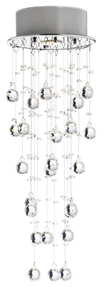 Floating Bubble Crystal and Chrome Flush Mount Chandelier