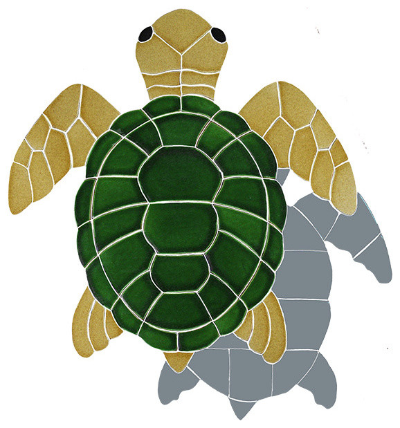 Ceramic Tile Designs, Turtle, Classic Top View Turtle With Shadow ...