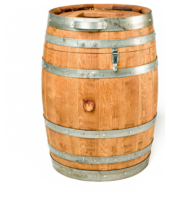 Wine Barrel Trash Can, 30 Gal Rustic Outdoor Trash Cans by Eco