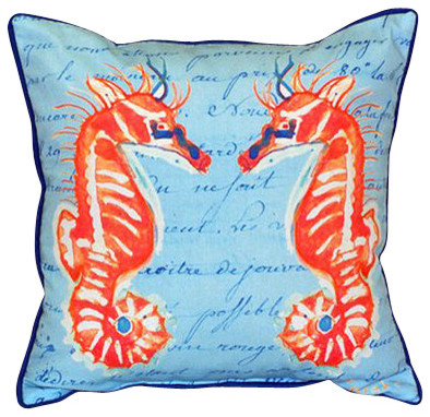 Betsy Drake Coral Sea Horse Pillow
