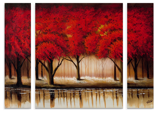 Rio 'Parade of Red Trees II' Multi Panel Art Set, Small 24x32