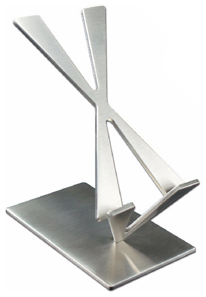 Modern Cell Phone Stand Stainless Steel Satin Finish