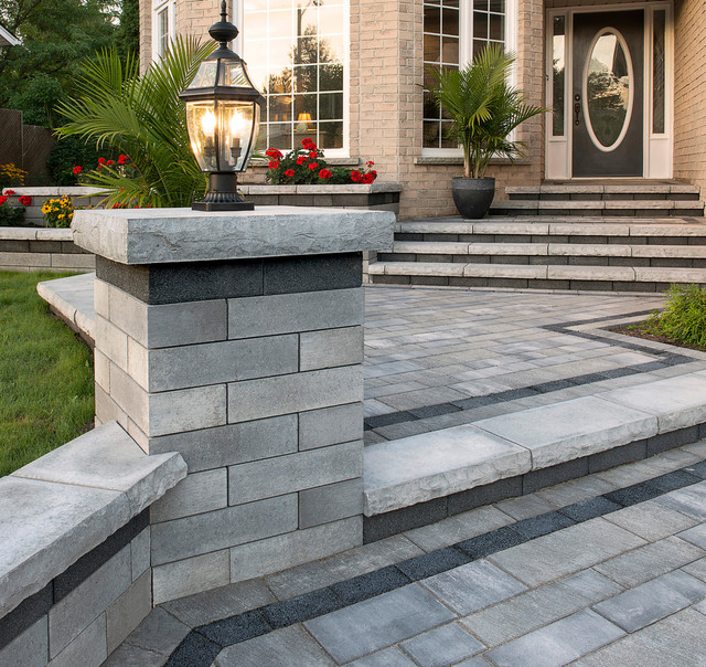 Unilock Ledgestone contemporary-veranda
