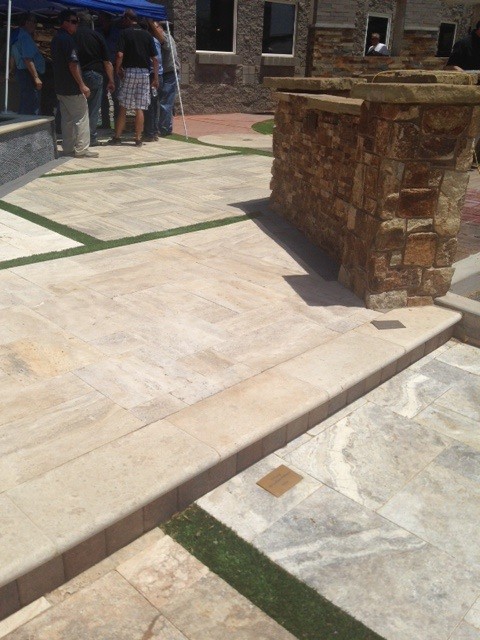 Outdoor Showroom Travertine Paver Display Traditional Patio