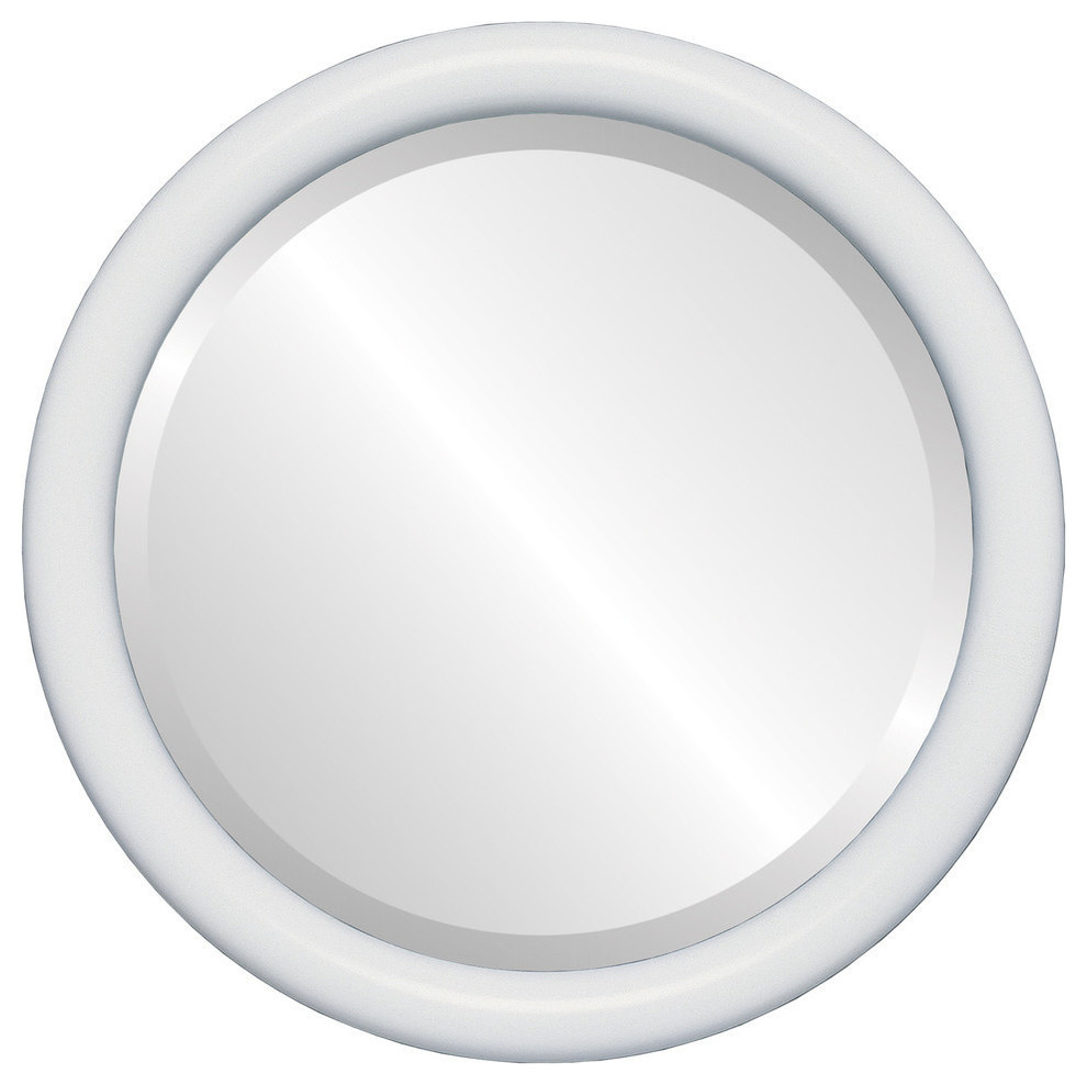 Pasadena Framed Round Mirror, Linen White, 15"x15"