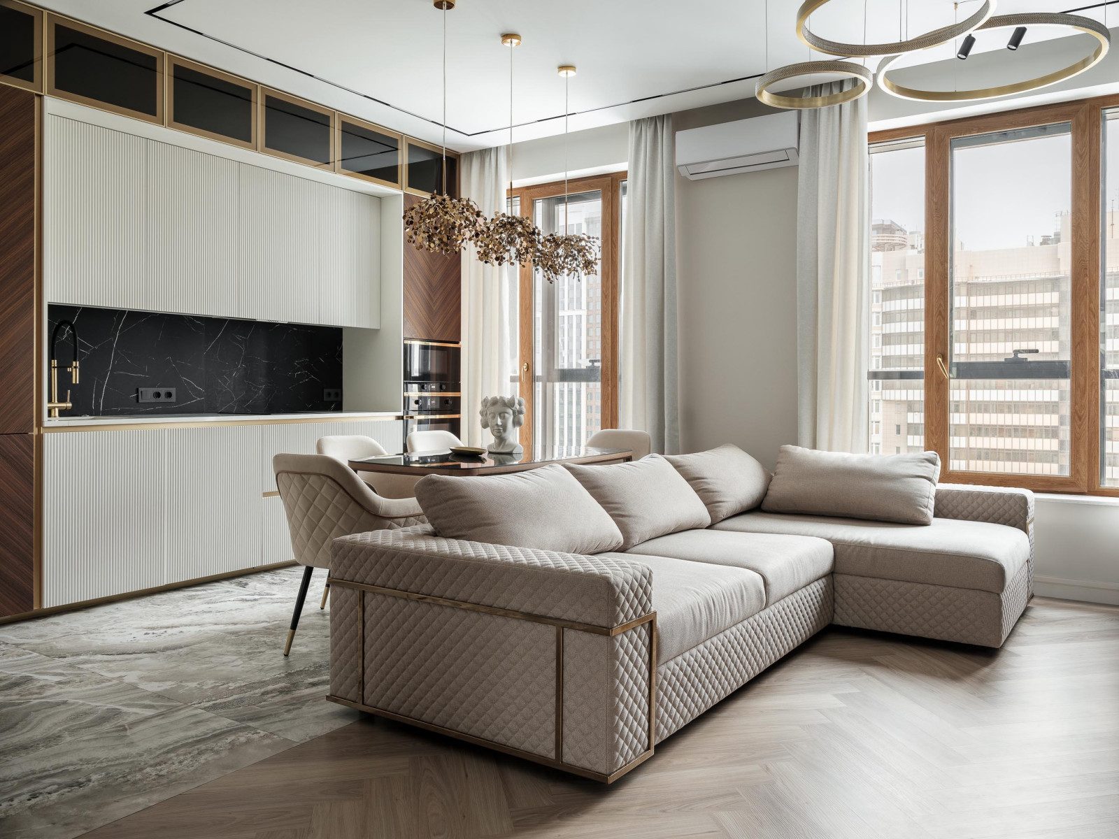 Дизайн проект квартиры 95 м2  ЖК "  Richmond Residence ". Гостиная