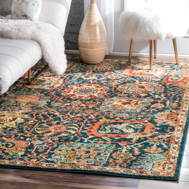 Dense Peony Tree Of Life Area Rug Mediterranean Area Rugs by nuLOOM