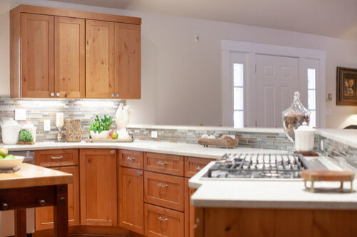Example of a transitional kitchen design in Seattle