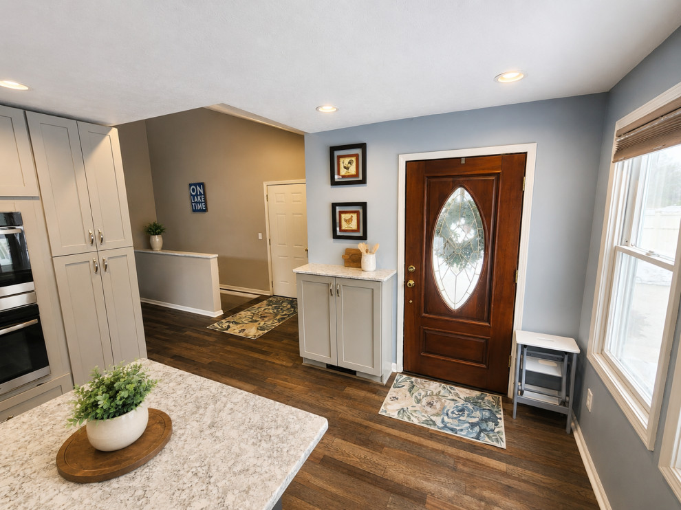 Wolf Lake Modern Lake House | Kitchen & Hardwood Flooring