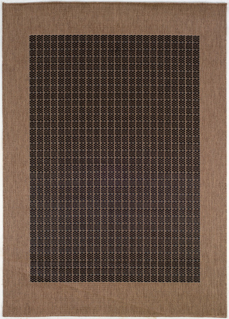 Recife Black/ Cocoa Checkered Field Rug (5'3 x 7'6)
