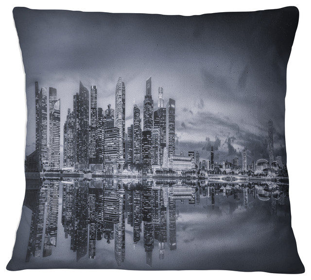 Singapore Skyline and Marina Bay Cityscape Throw Pillow, 16"x16"