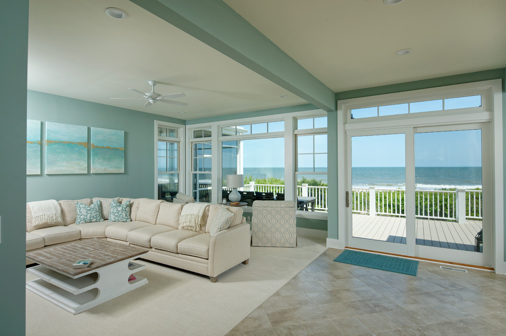 Design ideas for a beach style living room in Wilmington.