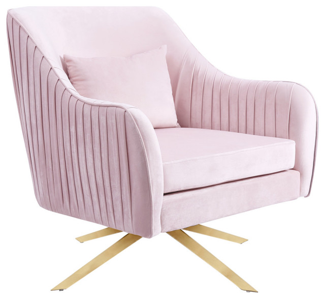 Paloma Velvet Accent Upholstered Chair, Pink