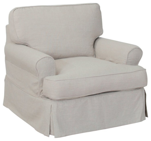Sunset Trading Horizon Fabric Slipcovered T-Cushion Chair in Light Gray
