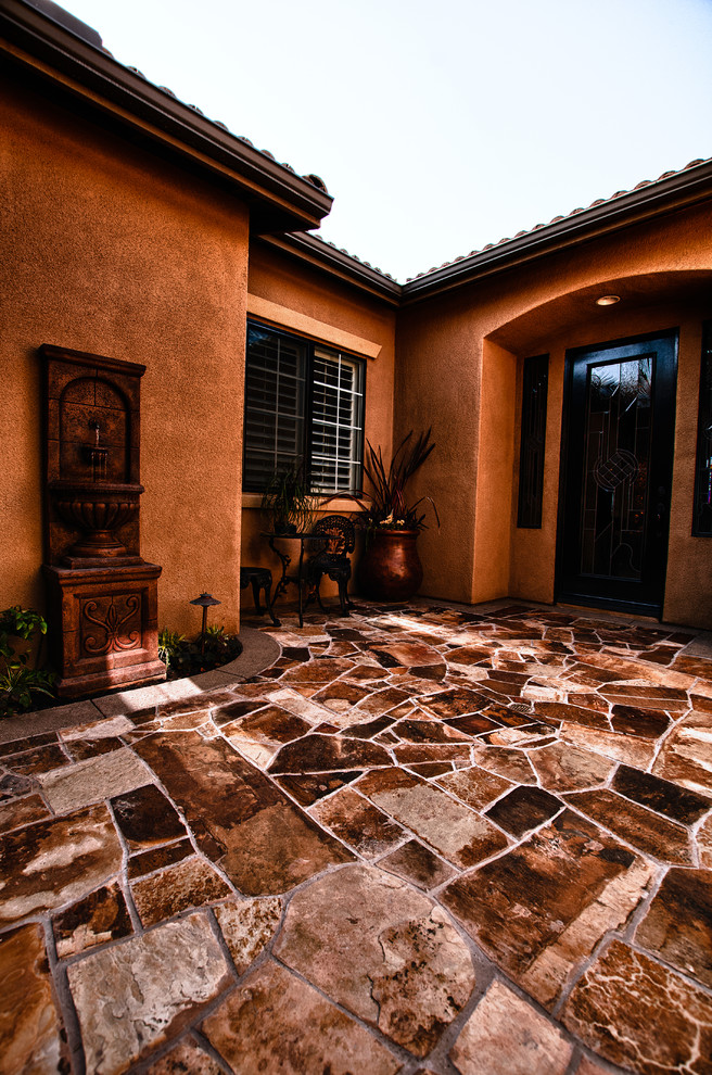 Small Tuscan Garden Mediterranean Porch Orange County by