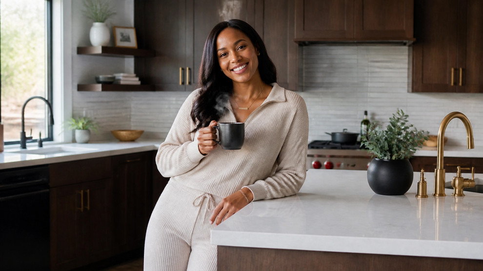 Enjoying Coffee at the Kitchen