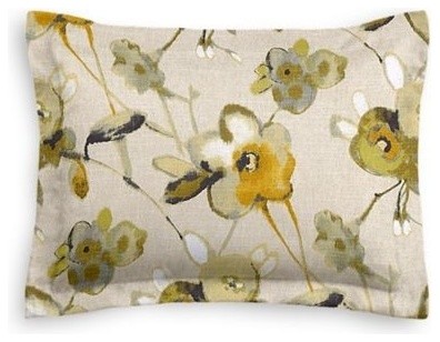 Yellow and Natural Floral Sham Pillow Cover