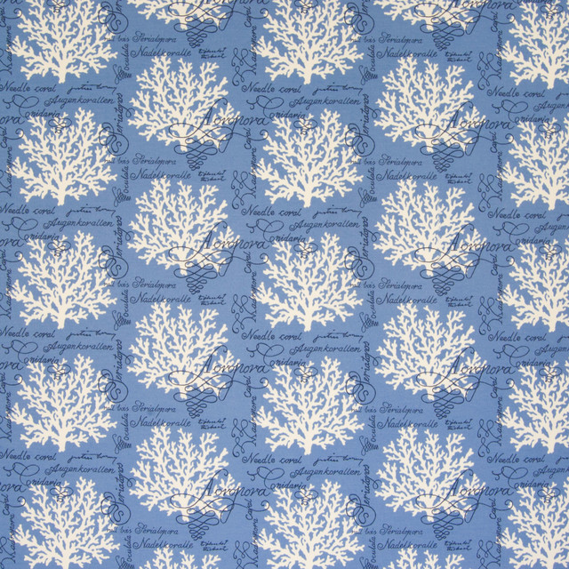 KOVI Fabrics Sea Blue Beach Tropical Scroll Novelty Outdoor Print Made
